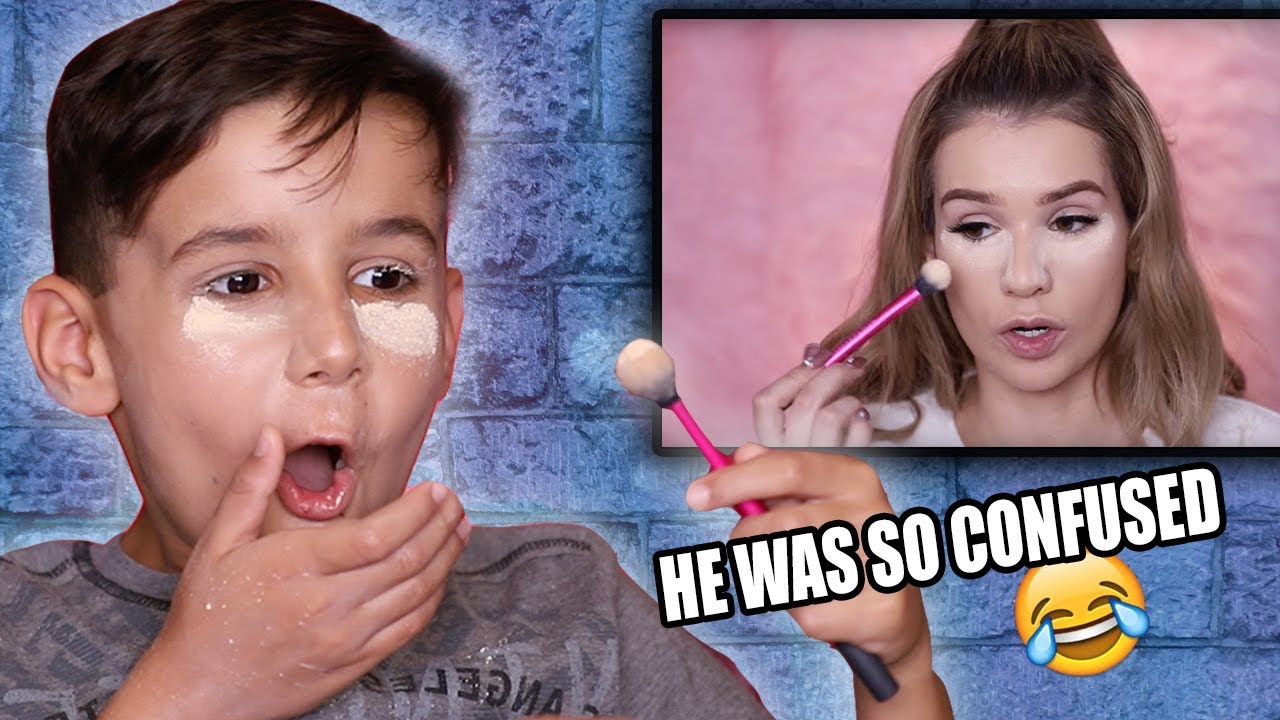 LITTLE BROTHER Tries to Follow My Makeup Tutorial!