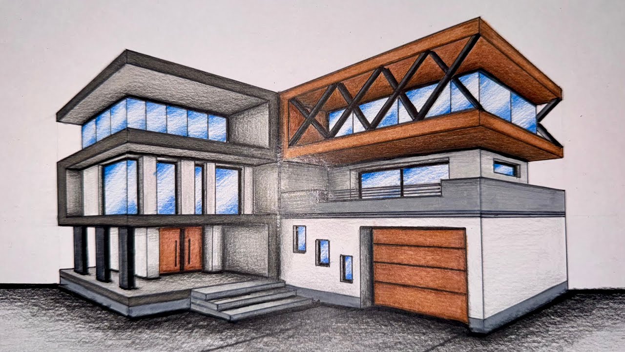#059 - How to Draw a House in Two Point Perspective