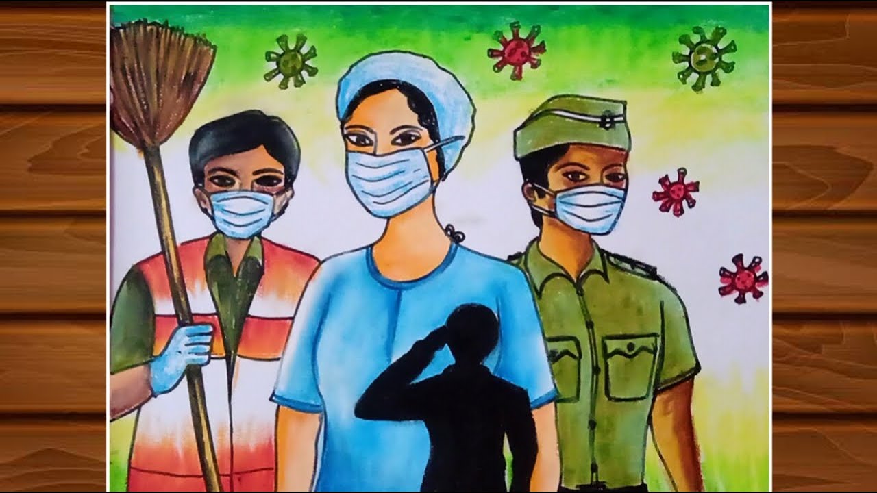 Salute to Covid-19 Fighters Drawing/Coronavirus Warriors Salute from all peoples