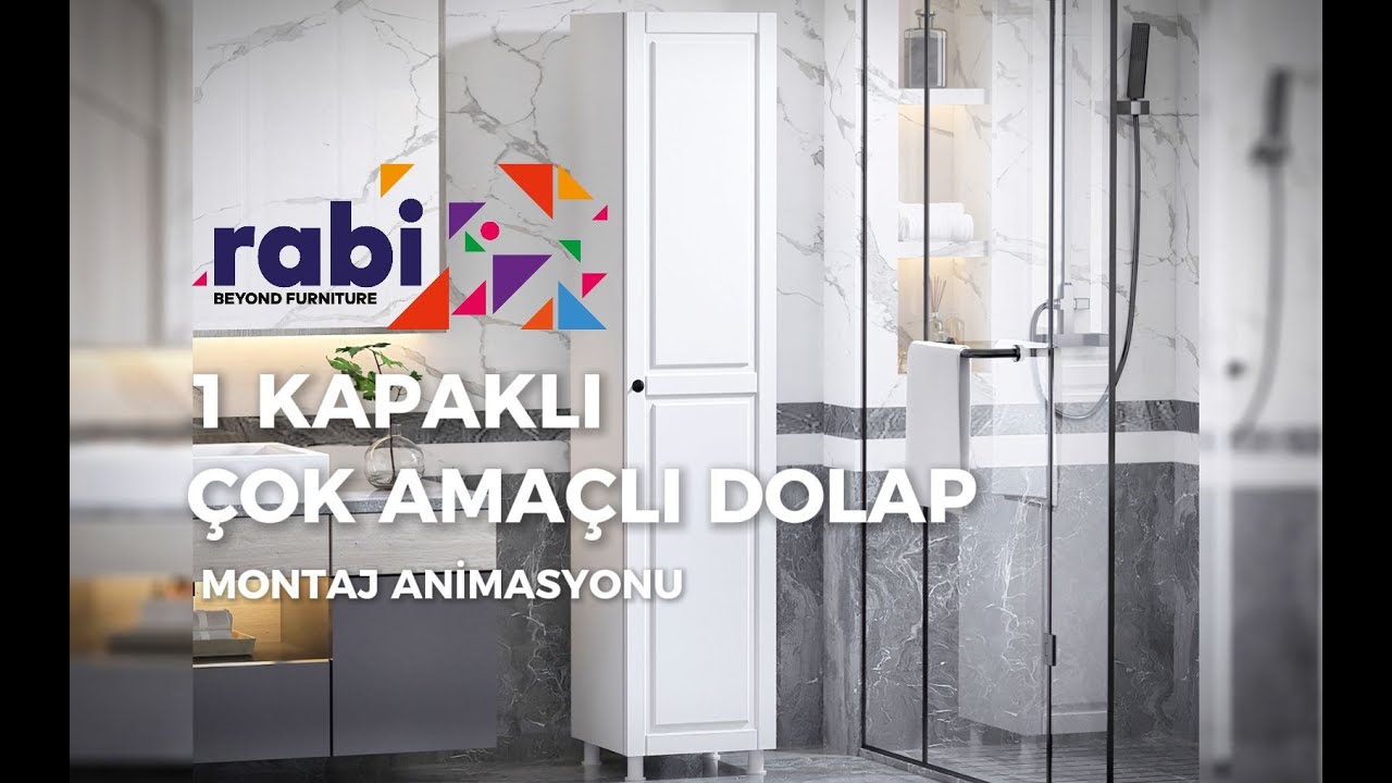 Rabi Mobilya 1 Kapaklı &Ccedil;ok Ama&ccedil;lı Dolap Montaj Animasyonu