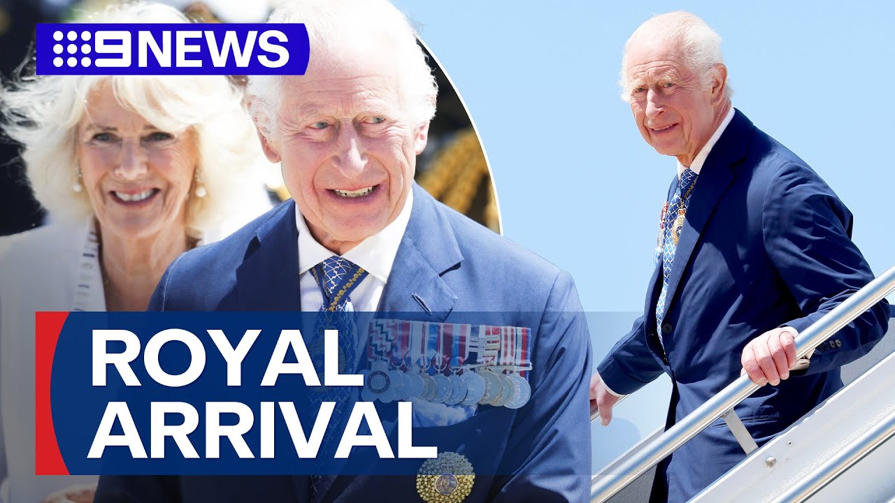 K﻿ing Charles III and Queen Camilla touch down in Canberra | 9 News Australia