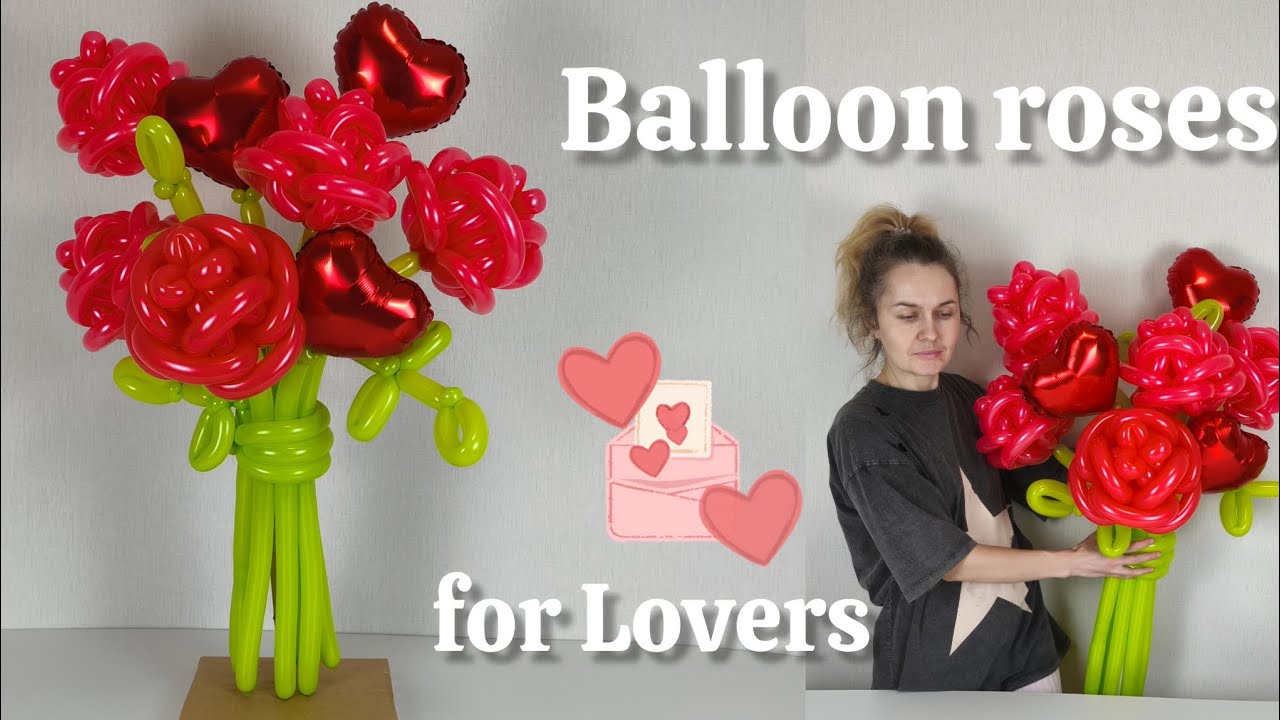 🌹🩷Balloon Bouquet "Roses + Hearts" – Step-by-Step Tutorial