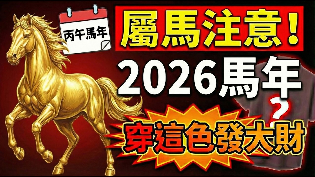 生肖馬注意！2026年丙午馬年！一定要多穿這顏色，这是你的招財符！財富主動找上門！#2026生肖馬運勢 #生肖馬 #屬馬 #本命年 #財運 #招財顏色 #幸運顏色 #屬馬2026運勢 #穿衣運勢