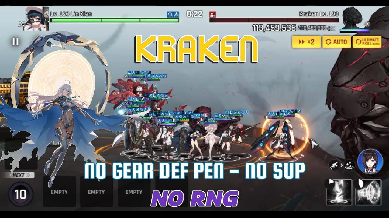 [Counter:Side GLB] | Raid Boss | KRAKEN 190 with Surya | Full Auto | No Gear DefPen - No Sup |