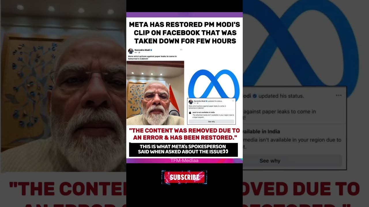 Meta Restores PM Modi's Facebook Clip After Technical Error!