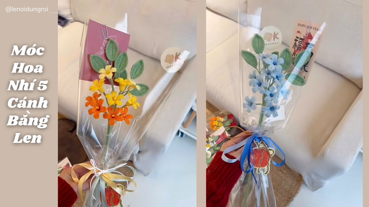 🧶✨ Маленькая вязаная крючком ветка с пятью лепестками | Вязаная ветка с цветами