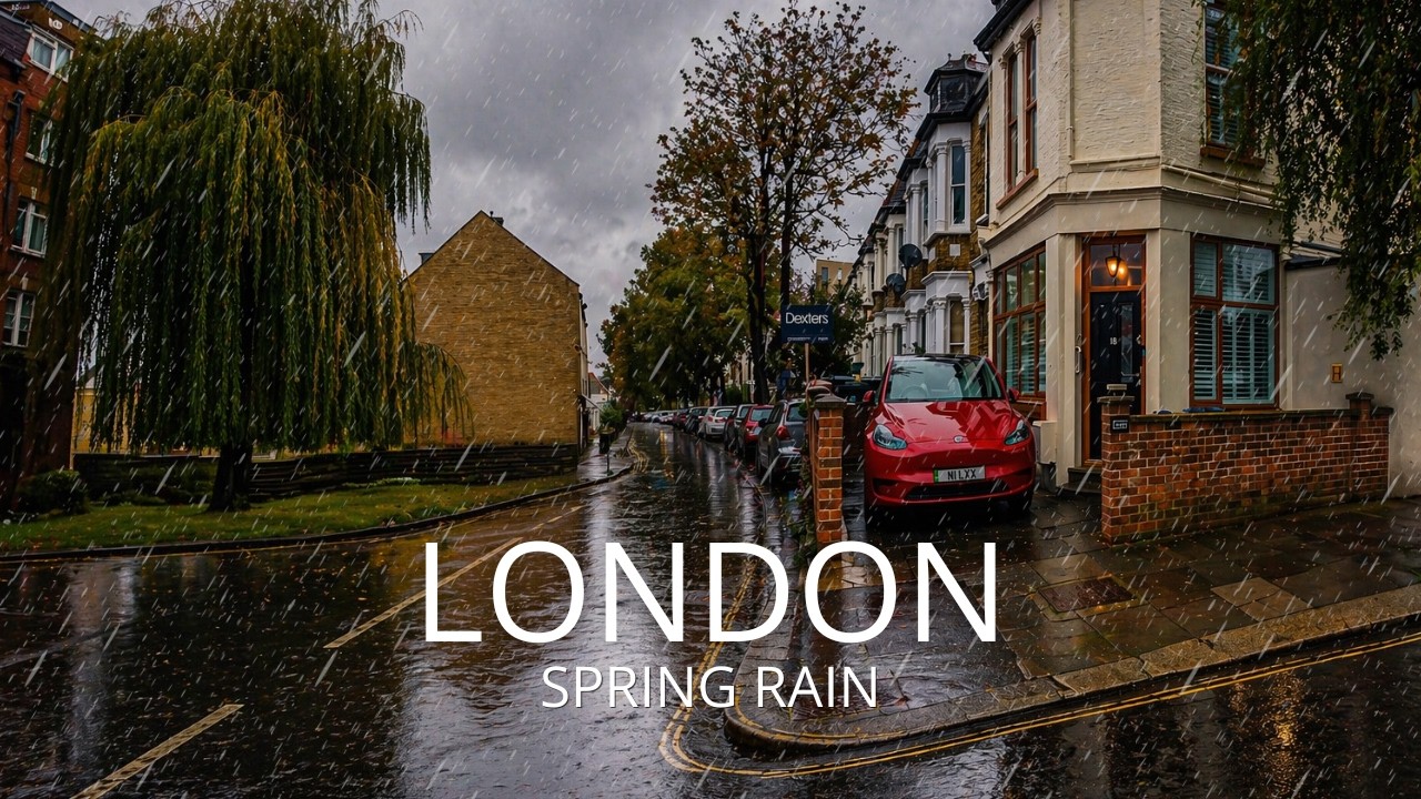 🌧️1 Hour Walking in the Rain  Chiswick, London | London Walking Tour 4K Daytime Rain Sounds