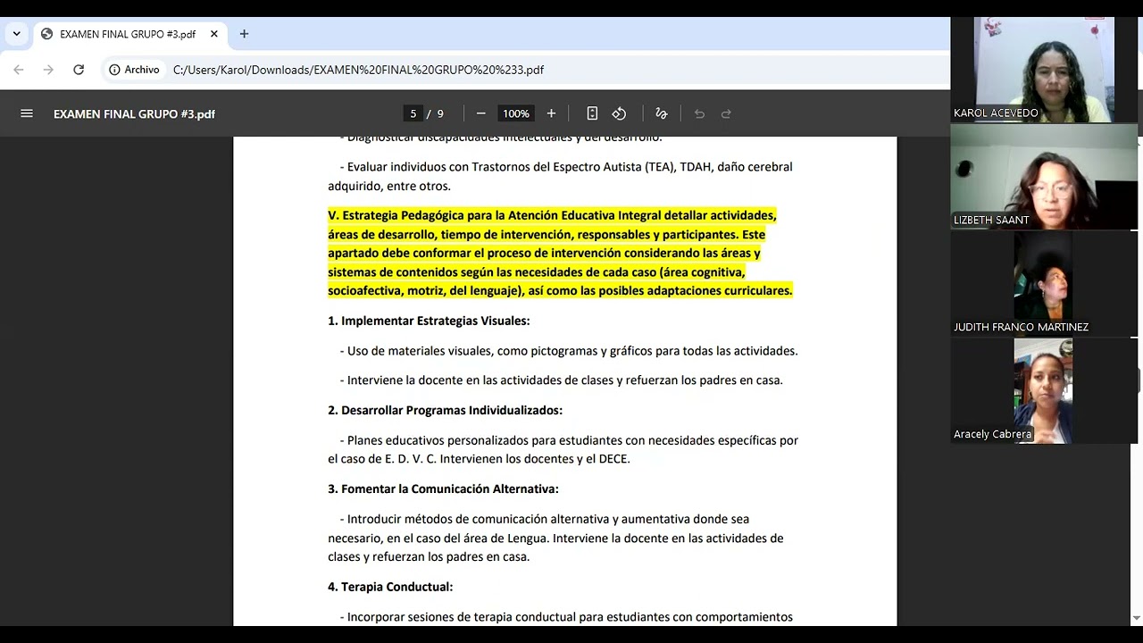 CASO DE ESTUDIANTE CON TEA 2ºEGB EXAMEN FINAL GRUPO #3 
