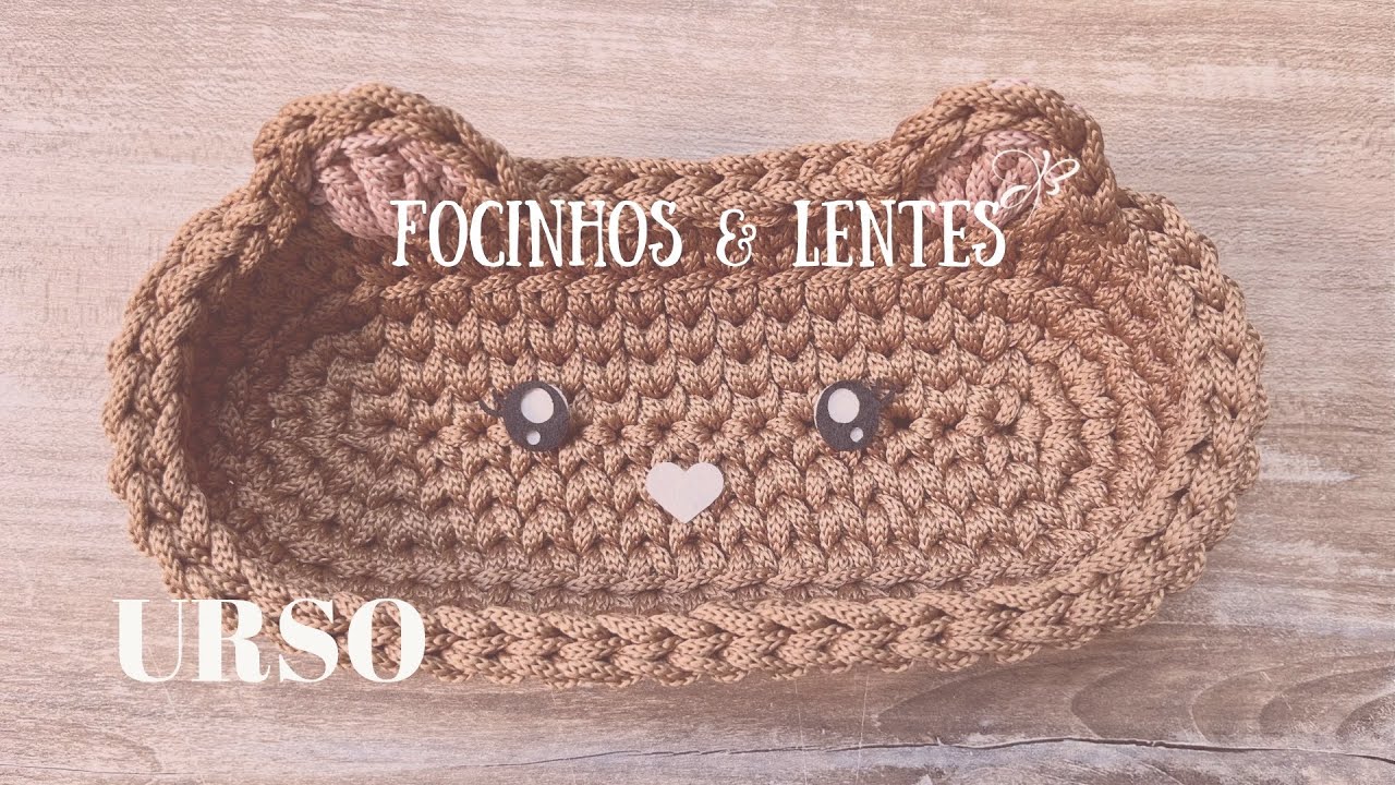 Cesto Porta Óculos de Urso em Crochê