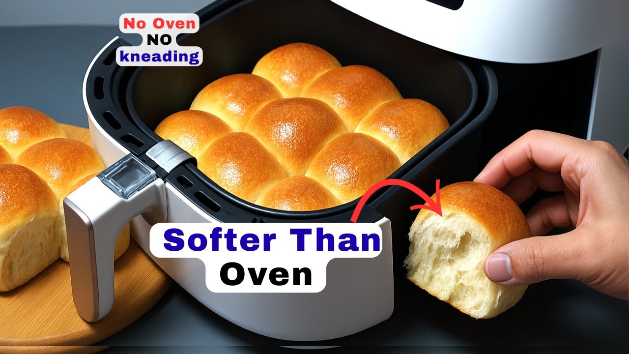 Air Fryer Bread Rolls That Turn Out Soft Every Time! No Knead Bread Recipe.