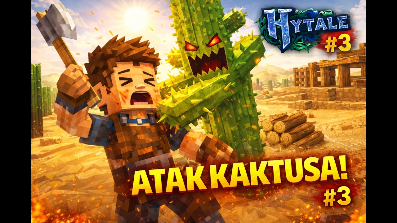 👉 Pustynia po drewno i WALKA z kaktusem! 🌵 | Hytale #3