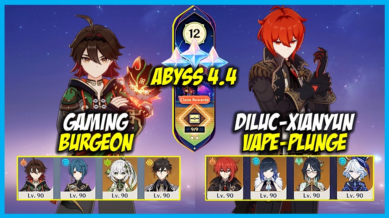 C4 Gaming Burgeon & C1 Diluc-Xianyun Vape Plunge Spiral Abyss Floor 12 | Genshin Impact 4.4