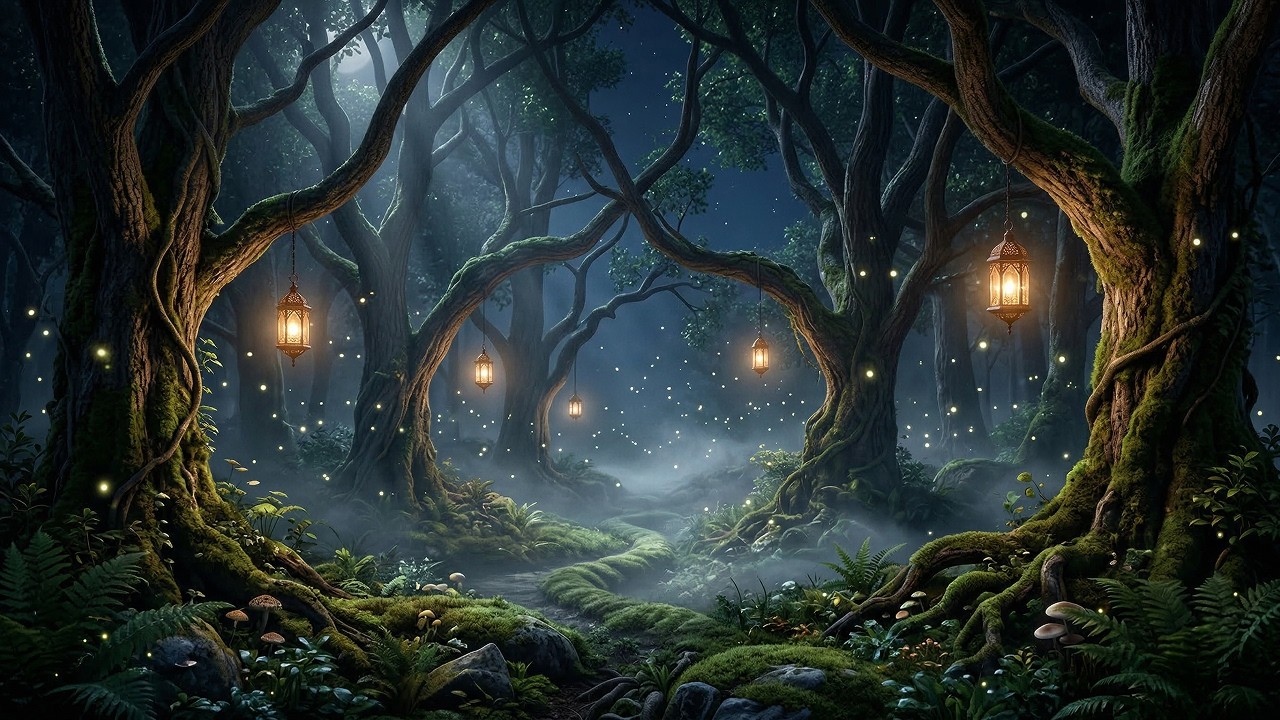 Elven Forest at Night – Calming Fantasy Ambient Music for Relaxation & Sleep