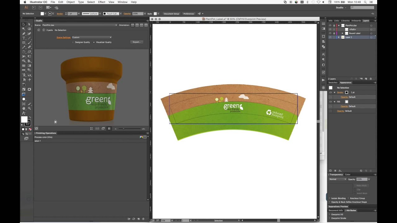 Warp artwork on conical labels with Studio