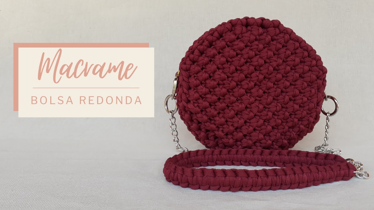 MACRAME PASSO A PASSO - Bolsa redonda, feita com fios de malha