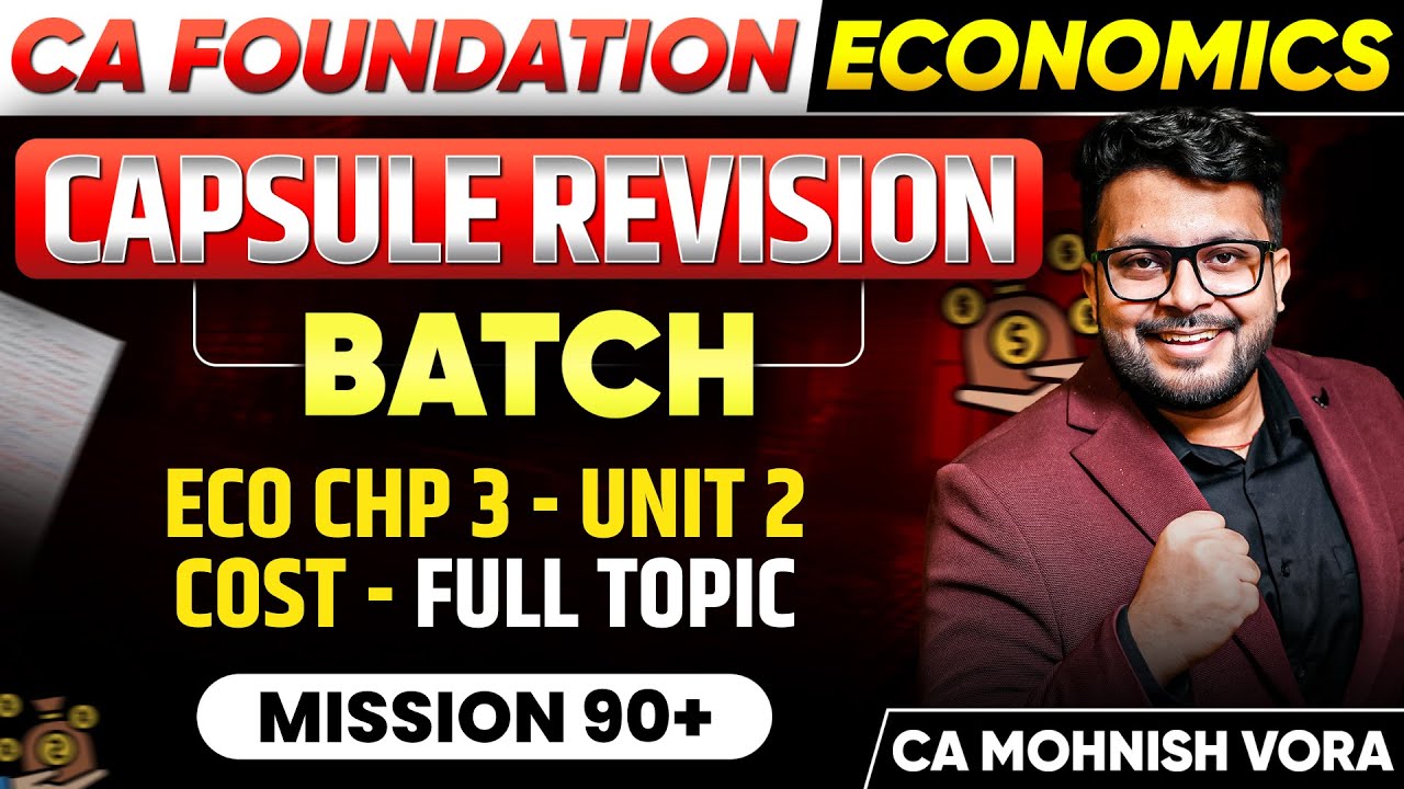 Theory of Cost | Economics Chp 3 - Unit 2 | Capsule Revision | CA Foundation | CA Mohnish Vora