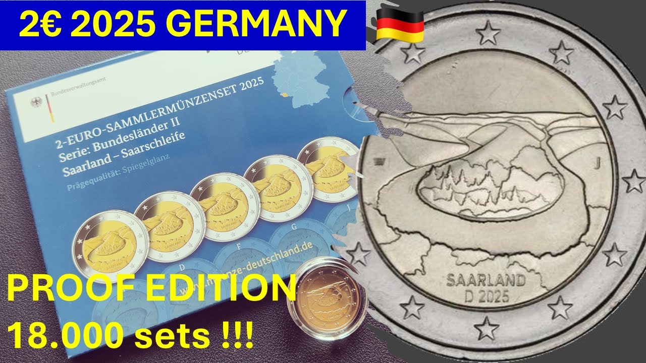 PRESENTATION 2€ 2025 GERMANY - PROOF EDITION ONLY 18.000 SETS !!! #coin  #saarland