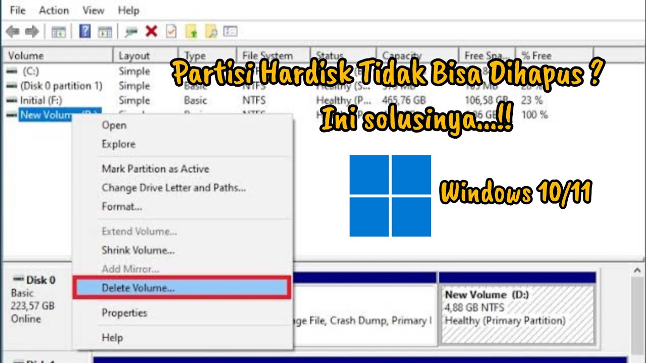 Cara Menghapus Partisi Hardisk Yang Tidak Bisa Dihapus