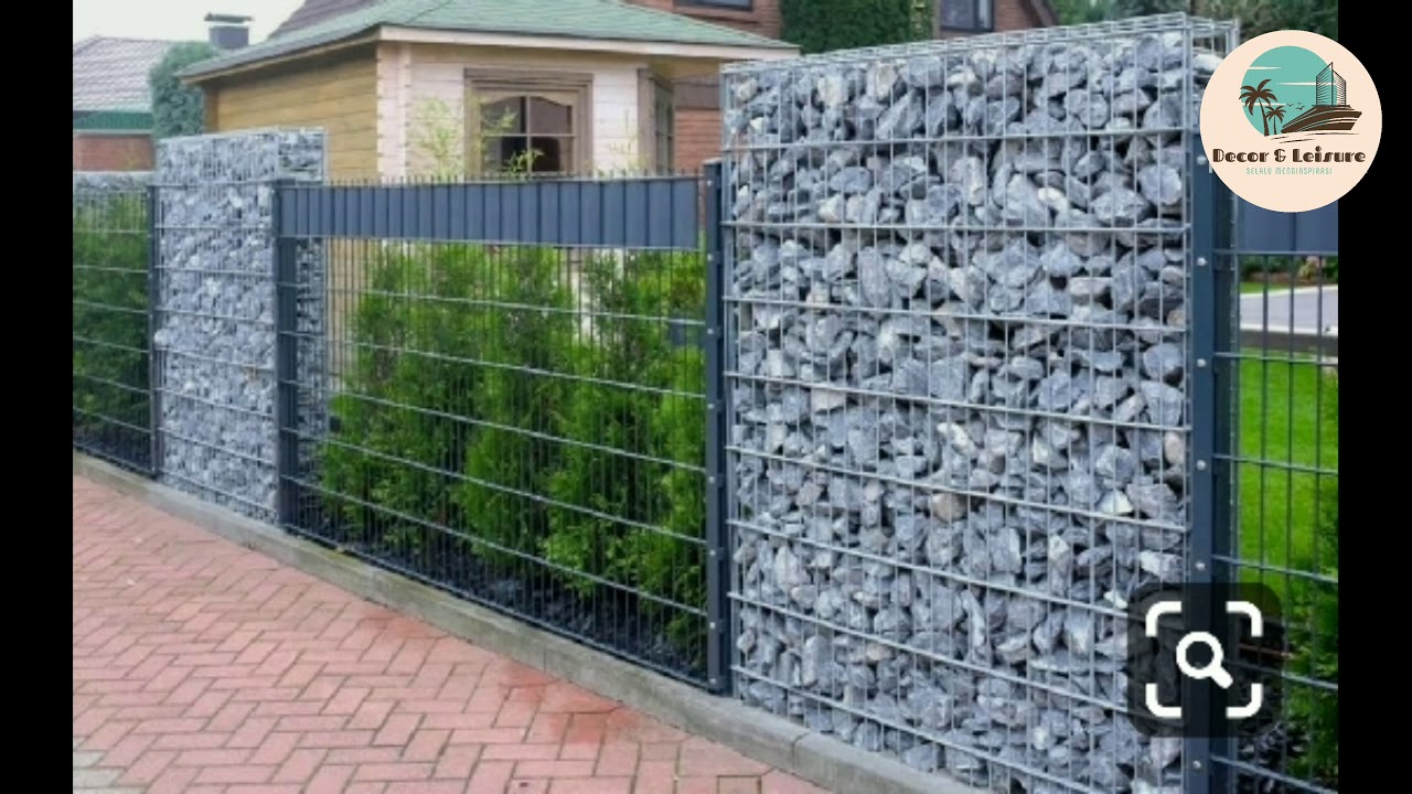 pagar tembok gabion batu kayu, ide pagar dari batu kayu, pagar alam, pagar langka, pagar inspiratif