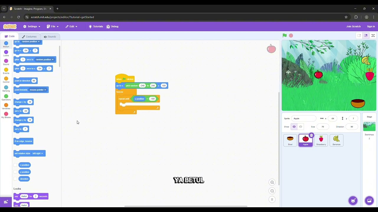 Cara membuat game “TANGKAP BUAH” di Scratch.  MUDAH DAN SIMPEL #tutorial #mudah 