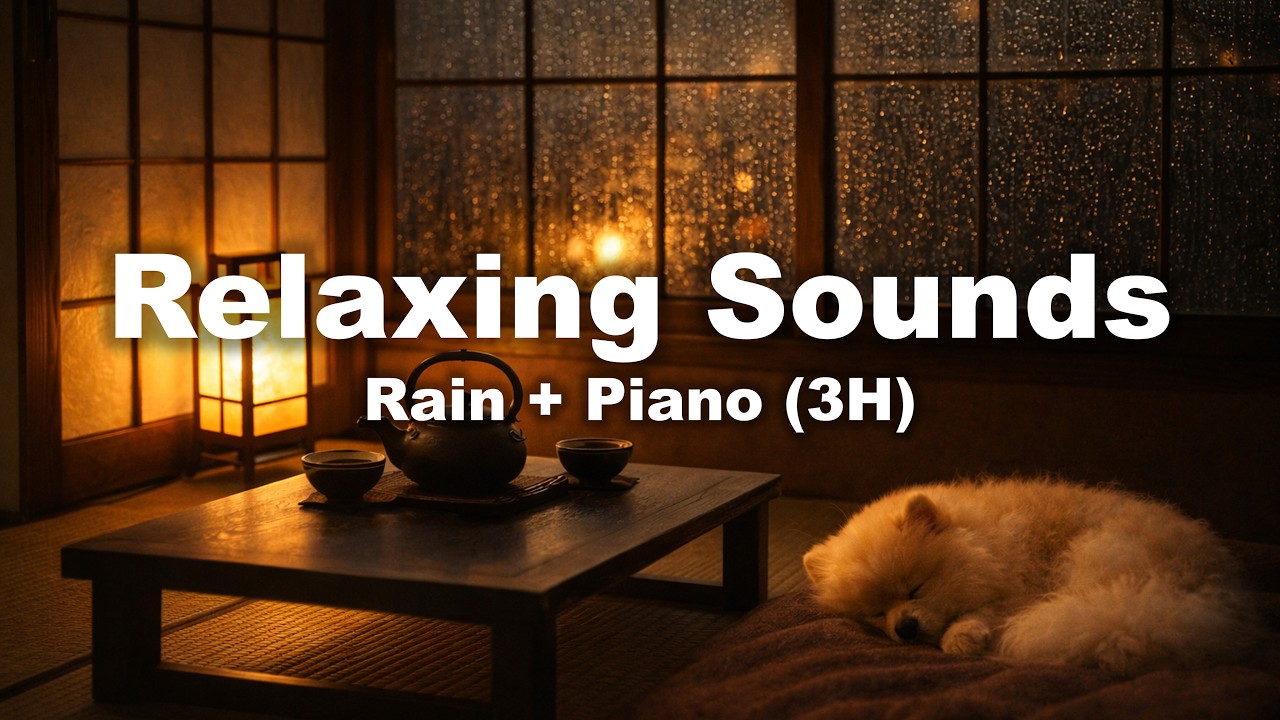 비 오는 밤 | 다다미 방 🌧️ 피아노 & 빗소리 Rainy Tatami Room | Rain Sounds for Study & Relax (3 Hours)