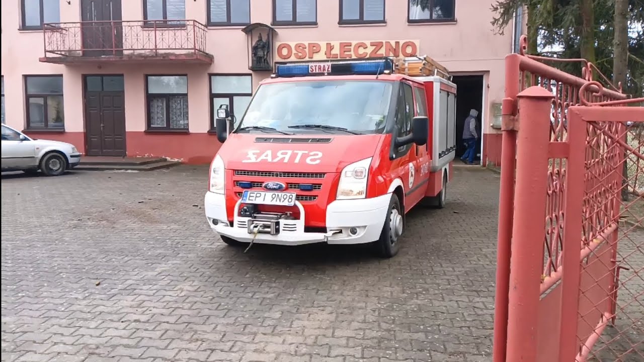 Wyjazd alarmowy OSP Łęczno 347[E]82 i Przejazd Alarmowy Plutonu Chemicznego JRG Piotrków Tryb.