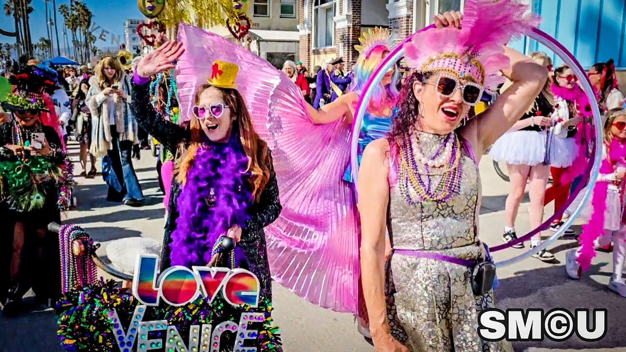 Venice Boardwalk Comes Alive with Annual Mardi Gras Parade, Honoring a Decades-Long Tradition
