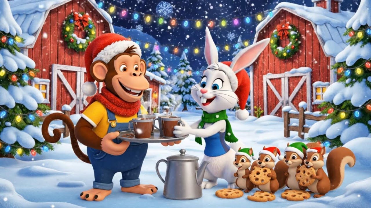 Baby Monkey’s Warm Winter with Bunny and Squirrel Friends | Kids Storytime