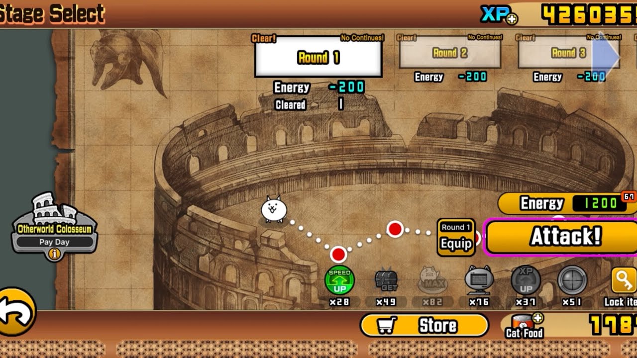 Battle Cats - Otherworld Colosseum (Pay Day) - 2 Crowns, Rounds 1-5