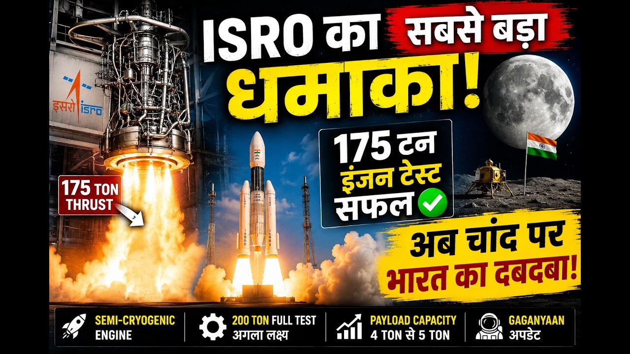 🚨ISRO का सबसे Powerful Engine SUCCESS! 🚀 175 Ton Semi-Cryogenic Engine Test | Moon Mission Ready?🌕🇮🇳