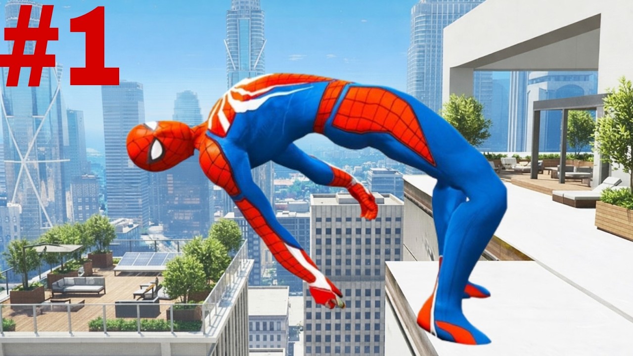 SPIDERMAN CRAZY JUMP/FALLS (GTA5 SPIDER-MAN FAIL)#1million