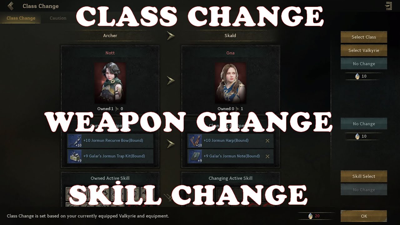 LEGEND OF YMIR | Class Change | Weapon Change | Skill Change | 