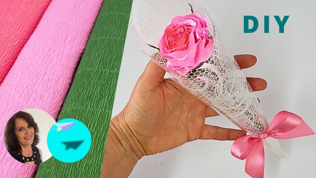 Rosa de Papel Crepom | Buquê para o dia das Mães