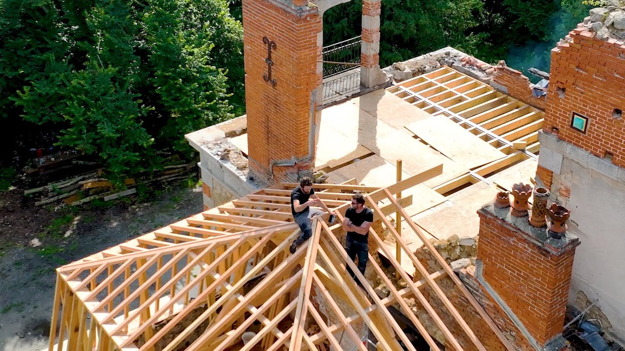 An amazing mansard roof frame.