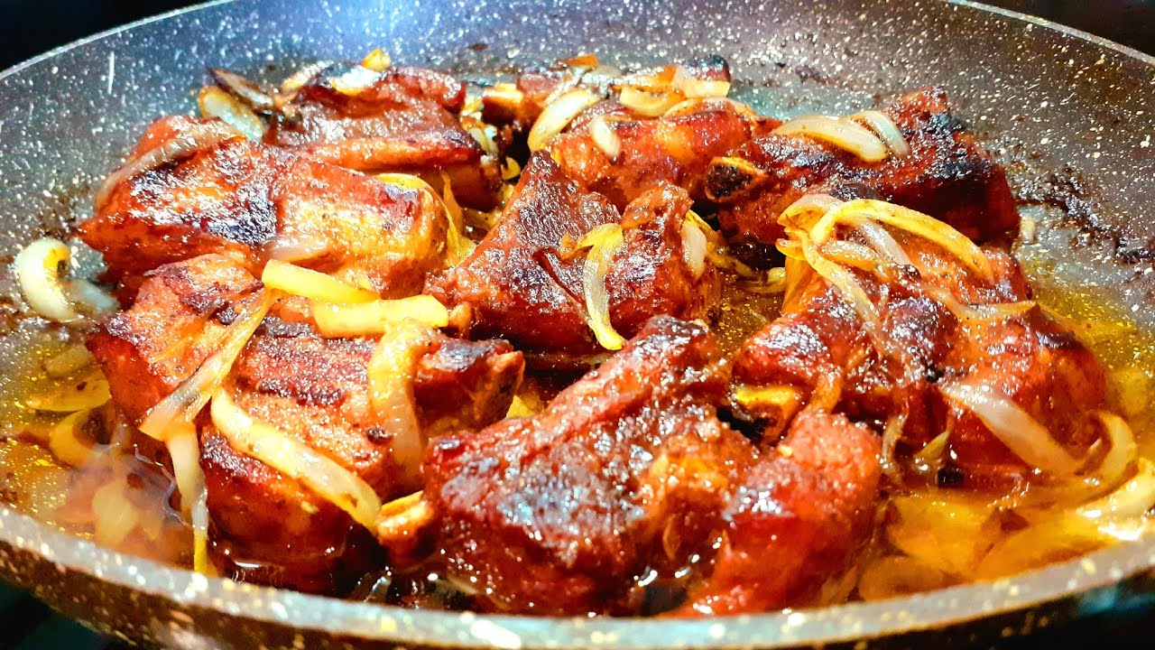 Нереально Вкусно!Свиные рёбра как Шашлык на сковороде!