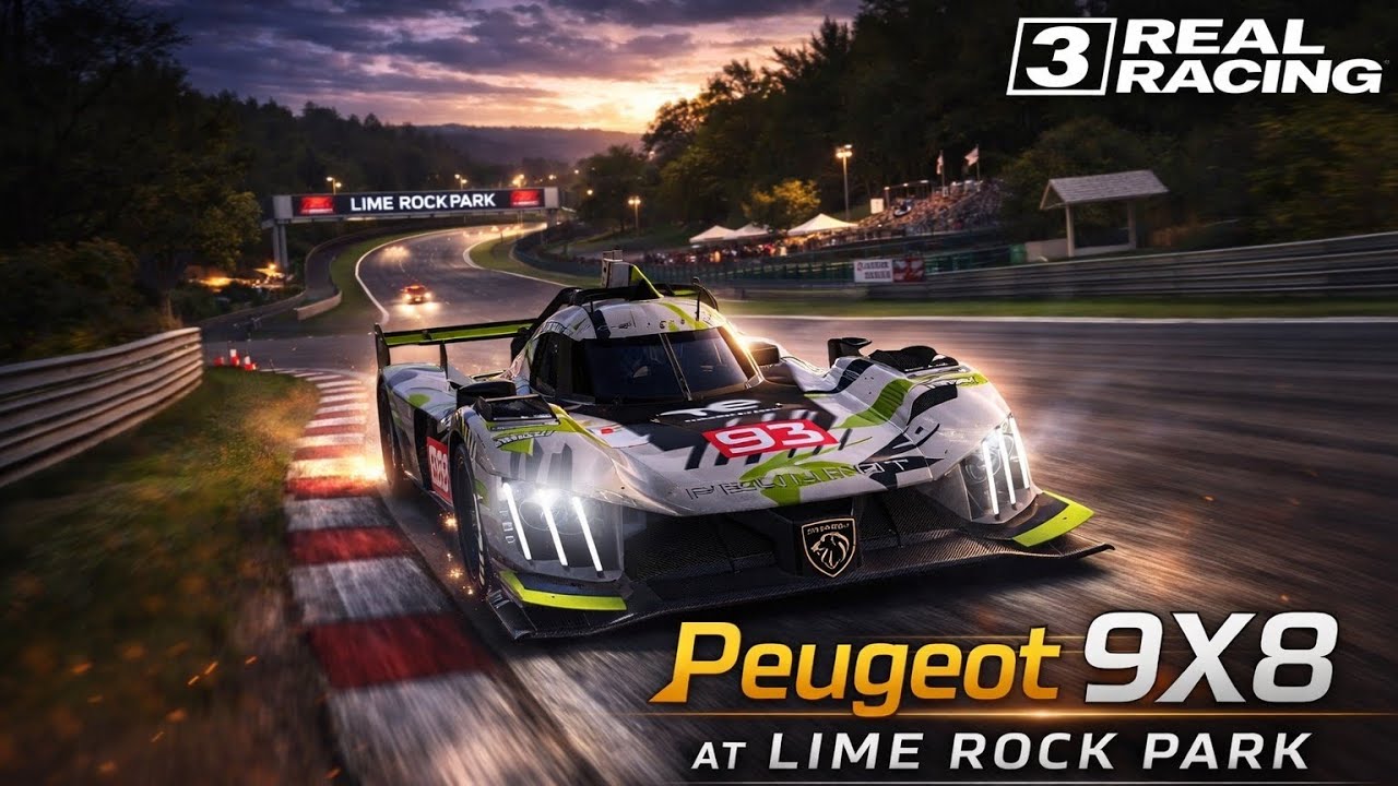 Real Racing3 Peugeot 9x8 at lime Rock park POV cam