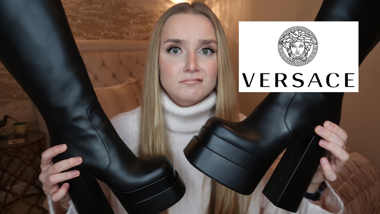 VERSACE INTRICO / AEVITAS KNEE HIGH LEATHER PLATFORM BOOTS | UNBOXING, REVIEW & TRY ON