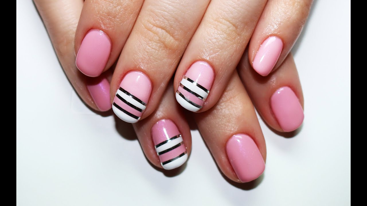 Striping Tape Nail Art Design | nail art con il nastro adesivo | gel | semipermanente |