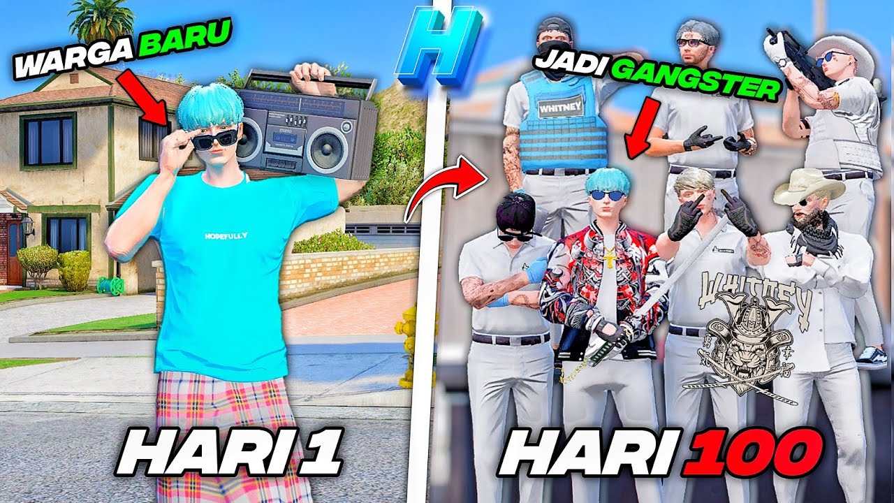 100 HARI DI GTA 5 MENJADI WARGA BARU DI KOTA HOPEFULLY SAMPAI JADI GANSGTER - GTA 5 ROLEPLAY