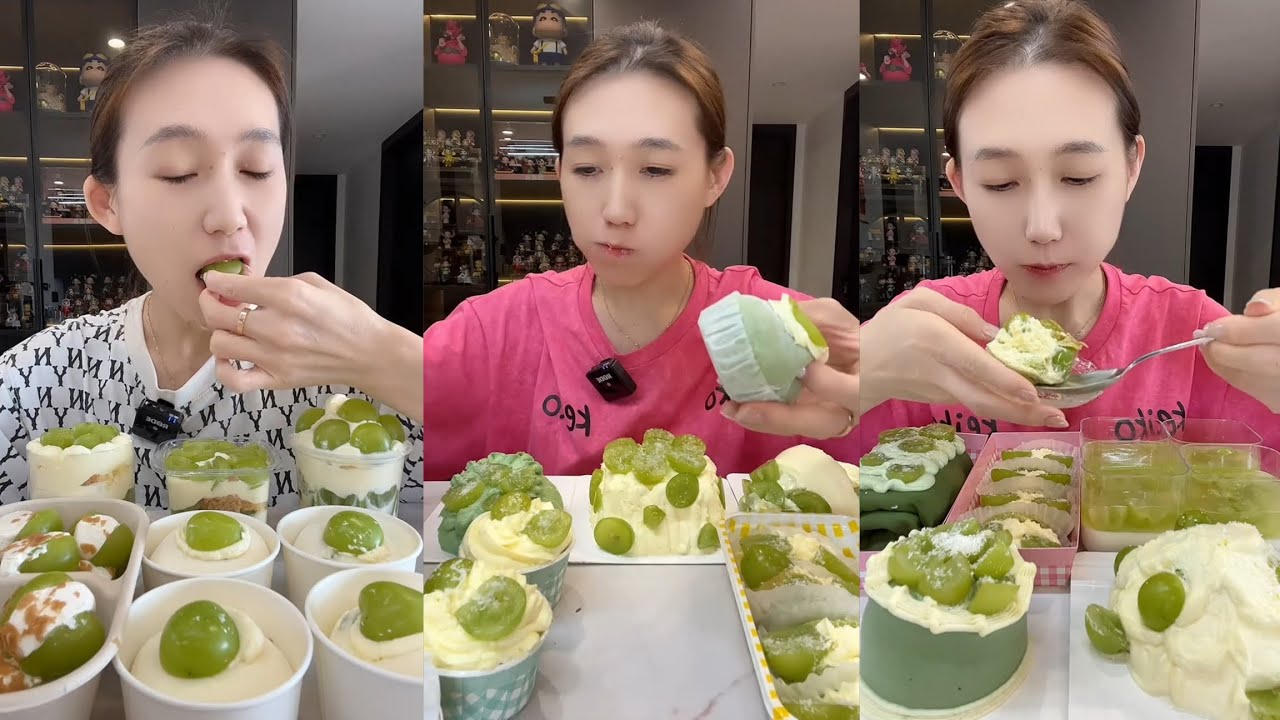 Eating Green Grape Desserts  | Shine Muscat Cake ASMR MUKBANG