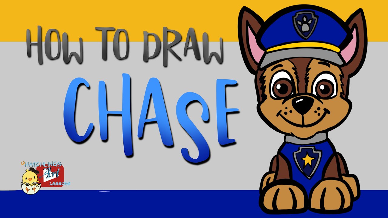 How to Draw Chase from Paw Patrol - Little Hatchlings Art Lessons