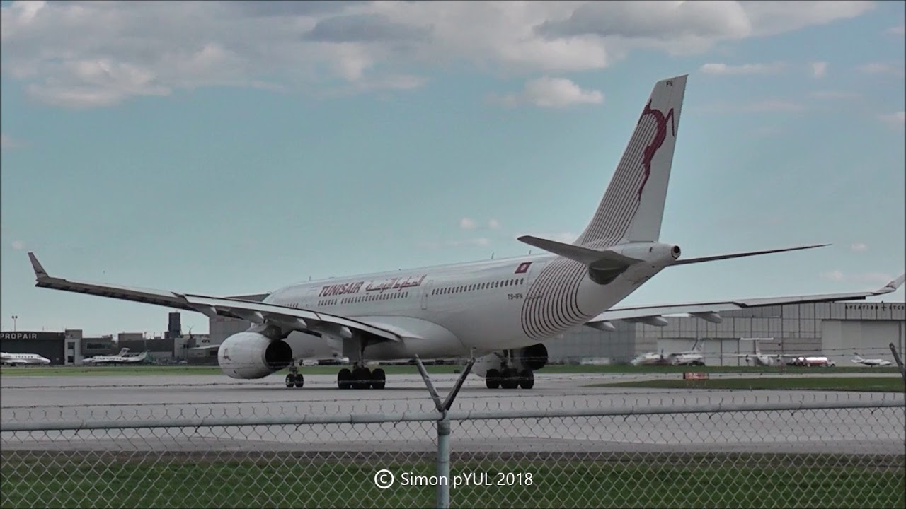 TS-IFN  Tunisair  A330-243  Taxi & Takeoff from Montreal Airport (YUL) / May 5, 2018