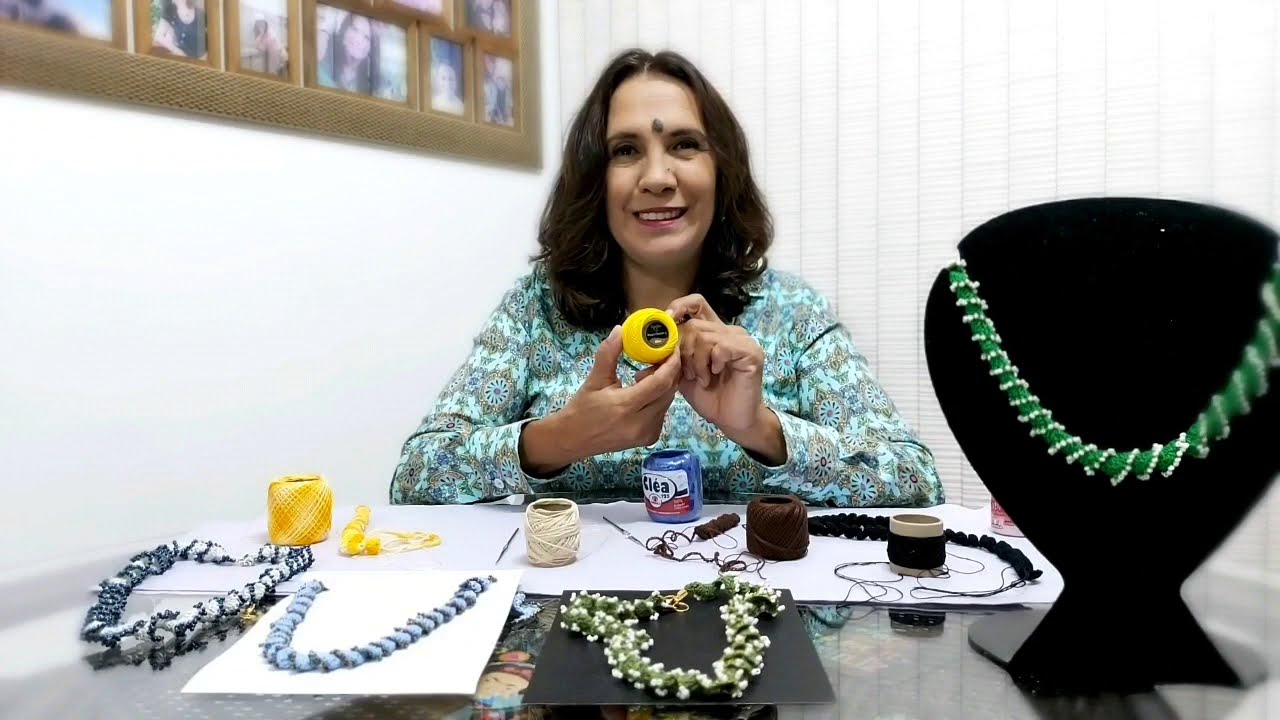 #Bijuteria - #Colar Como fazer um colar de crochê rococó com miçangas?
