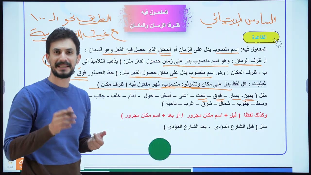 المفعول فيه | السادس الإبتدائي |تصوير جديد 2026| الأستاذ غيث العتابي | الطريق نحو ال💯