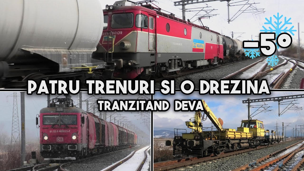 [4K] Patru trenuri și o drezină tranzitând Deva [21.01.2022.]