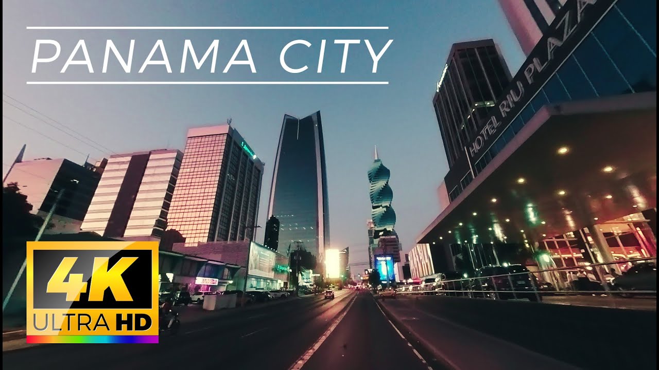 🇵🇦 Driving downtown Panama City at sunset, Panama 4K.