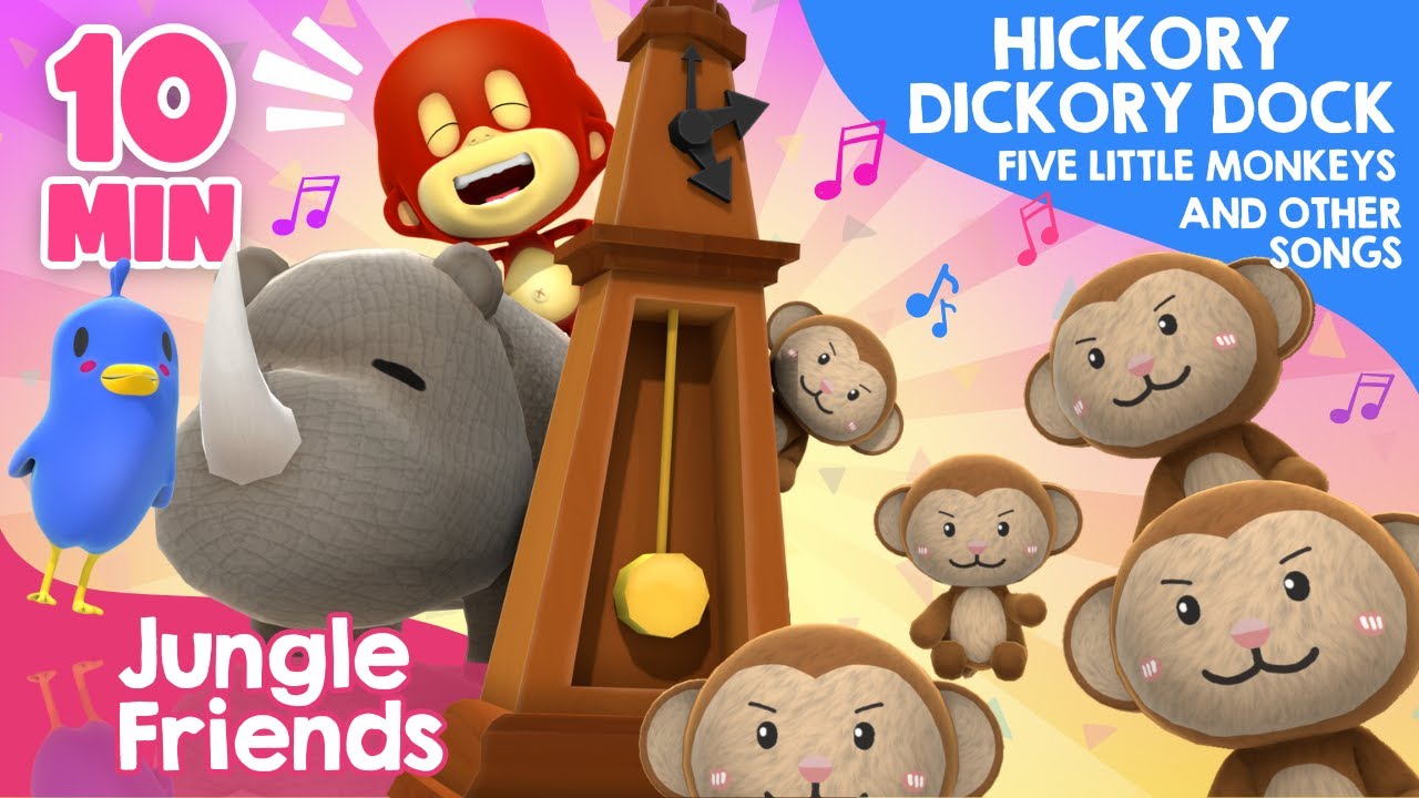 Hickory Dickory Dock, Five Little Monkeys, and Other Songs - 10 Min Jungle Friends Nursery Rhymes