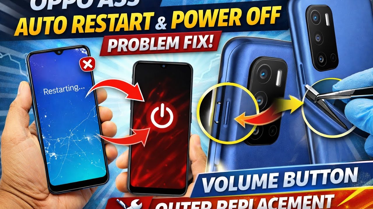 Oppo A55 Auto Restart & Power Off Problem Fix | Volume Button Outer Replacement 🛠️
