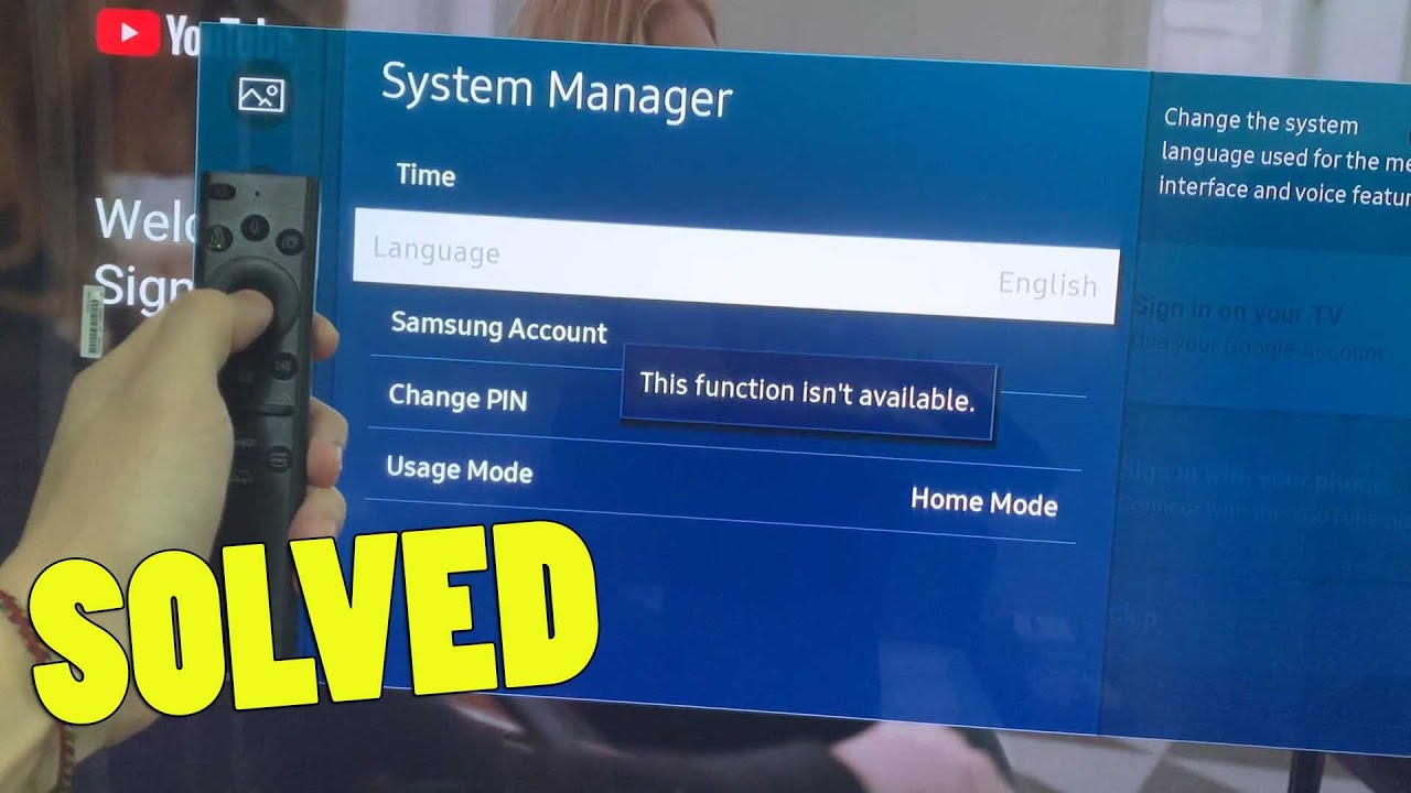 This function is not available | How to fix grayed out language menu in a Samsung TV