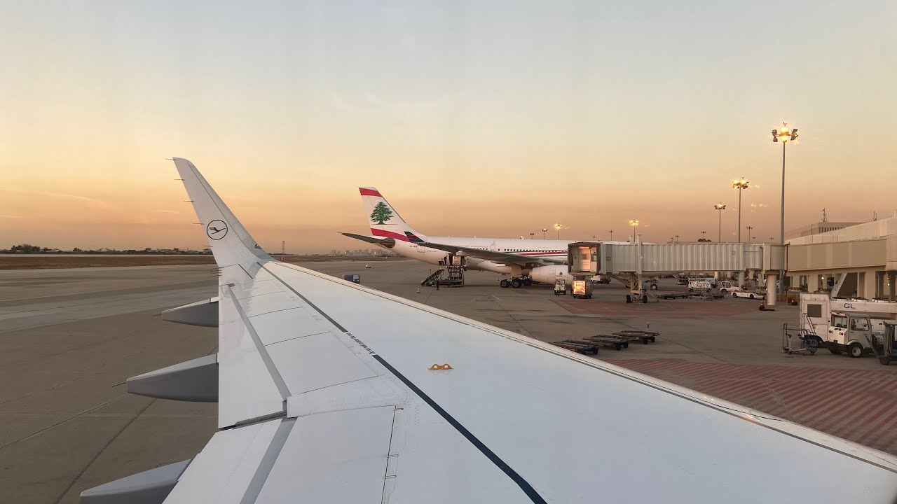 4K | Lufthansa Airbus A320 - Sunset Takeoff from Beirut, Lebanon 🇱🇧
